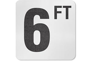 SmartSign “6 Ft” Adhesive Pool Depth Marker/Sign, 4" Letter Height, 20 mil Laminated Vinyl with Anti-Skid Pebbled Surface, 5.75" x 5.75", Black and White, Made in USA