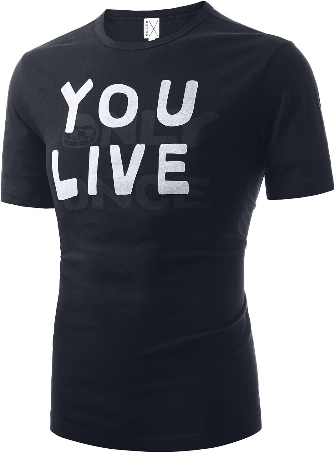 Regna X Adoonga Men's Round Crew Neck Graphic Printed Short Sleeve T-Shirt