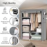 OPPAIYA Canvas Wardrobe, Portable Pop Up Wardrobe with Shelves, 105x45x165cm view 2