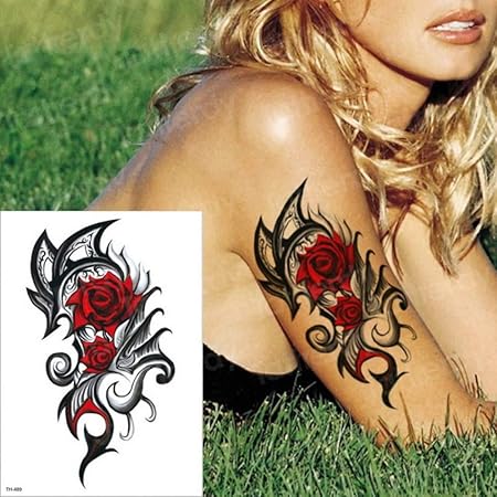 Tzxdbh 2pcs Tatouage Temporaire Rose Boussole Manchon