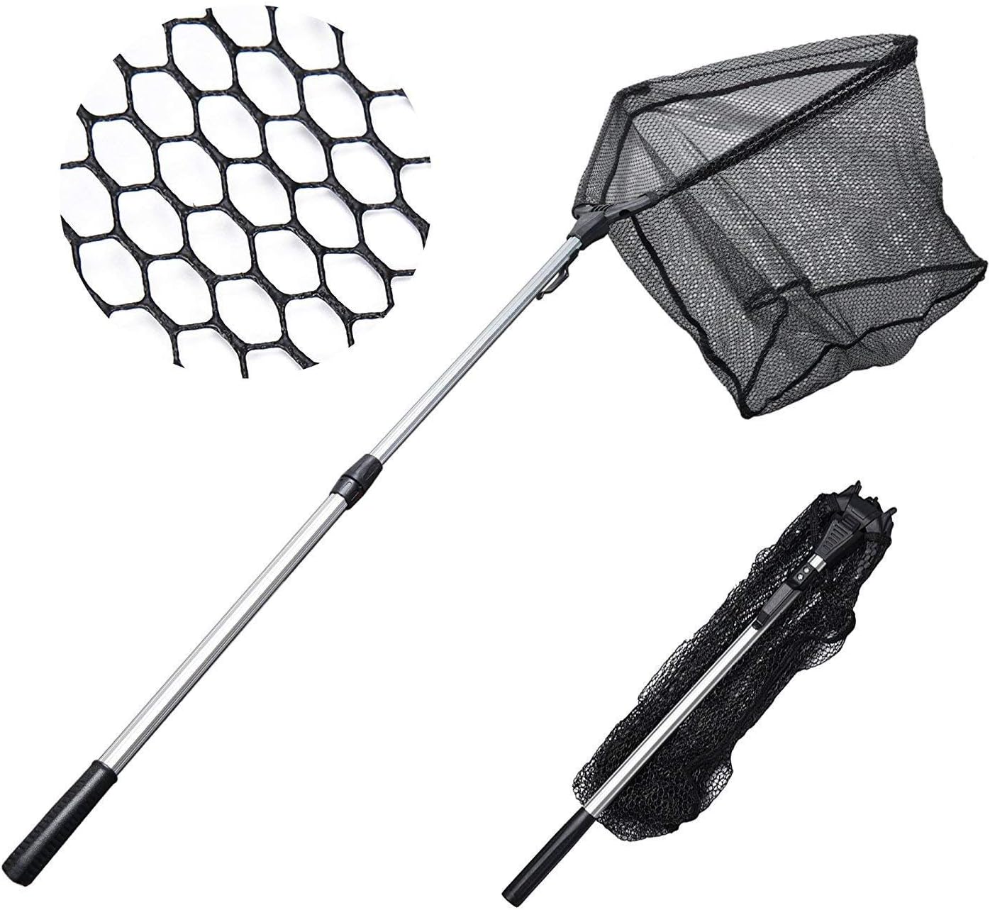 MadBite Fishing Net Safe Catch & Release Fish Landing Net, Foldable, Telescoping – Durable, Strong Yet Light Weight (24”/60cm)