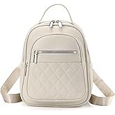 Rueesh PU Backpack for Women Small PU Leather Backpack Purse for Ladies Travel Shoulder Bag White