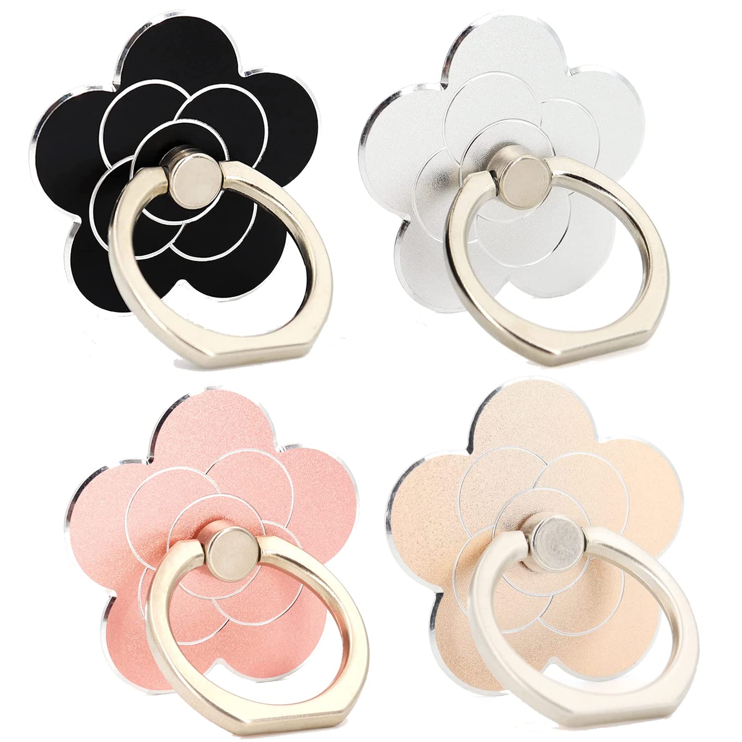 Photo 1 of Cell Phone Ring Holder Flower,Fwaytech 360 Rotate Metal Finger Ring Socket Grip Kickstand for Smartphones,4Pack (Flower4)