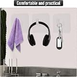 WLLHYF Self-Adhesive Clear Wall Hooks 12 Packs Small Square Shower Pothook view 4