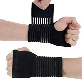 ACWOO Wrist Brace 2 Pack Elastic Support with Adjustable Strap Black