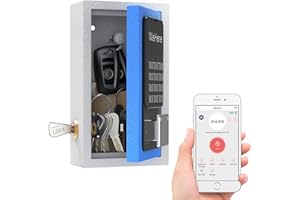 WeHere Key Lock Box Wall Mount for House Key, OTP/APP/Fixed Code Unlock, Key Safe Box Outside for Realtors,Vacation, Garage, 