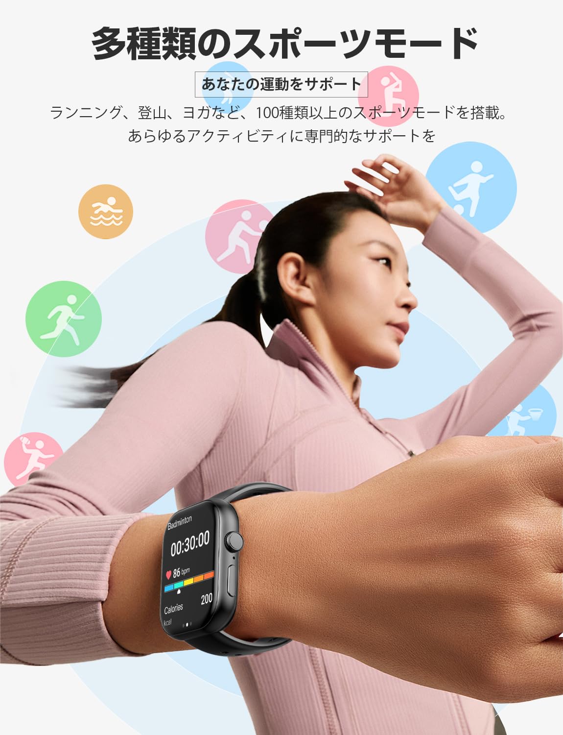 Smart Watch (Large 2.01 Inch Industry HD Screen, Thin and Lightweight), iPhone Compatible & Android Compatible, Bluetooth 5.3 Calling Function, Long Lasting Battery, Activity Tracker, SMS/Line