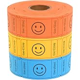 LLIKED Yellow, Blue &amp; Orange 1500 Smile Raffle Ticket Rolls 1x2 Inch, | Smile Face Design, Perforated, Great for Entry, Class Reward, Parties, Giveaways &amp; Prizes