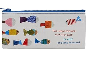 Blue Q Funny Pencil Case - Two Steps Forward - Compact & Cool Pencil Pouch 4.25" by 8.5" Size, Chunky Zipper, 95% Recycled Plastic, Sturdy, Easy-to-Clean, Office Supplies & Travel Essential Holder
