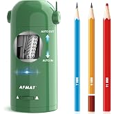 AFMAT PSX5 Electric Pencil Sharpener, Fully Automatic Pencil Sharpener for Classroom, Robot Sharpeners for 7-11.5mm No.2/Jumbo/Colored Pencils, Auto in &amp; Out, Rechargeable &amp; Cordess, Hands-Free,Green