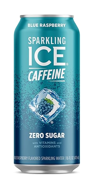 SPARKLING ICE CAFFEINE, BLUE RASPBERRY SPARKLING WATER WITH CAFFEINE, ZERO SUGAR, WITH ANTIOXIDANTS AND VITAMINS,16 FL OZ CAN