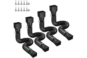 Ogutter Rain Gutter Downspout Extensions, Downspout Extender for Rainwater Drainage Flexible, Down Spout Drain Extension Pipe and Extendable from 21 to 66 Inches (4 Pack, Black)