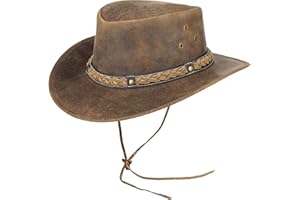 Pamposh Leather Cowboy Hat for Men Women Handcrafted Lightweight Western Shapeable Durable Wide Brim Cowgirl Hat