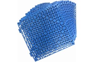 SMABEE 12 Pack Modular Interlocking Cushion 11.5" x 11.5" Mat Floor Tile Mats Drain Pool Patio Balcony Yard Pet Area Washer Pad(Blue)