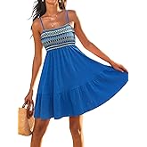 CUPSHE Womens Summer Dresses Sleeveless Paisley Beach Ruffled Spaghetti Straps Casual Vacation Mini Cover Up Dress