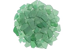 QYGL Sea Glass for Crafts - 14oz Green Frosted Seaglass Pieces - Vase Filler and Aquarium Ornament, DIY Craft Supplies for Art, Beach Weddings, and Home Decor