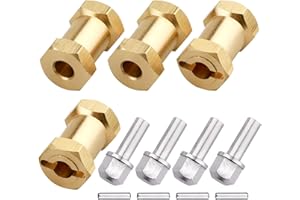 4PCS CrazyHobby Brass RC 12mm Wheel Hubs Extensions Wheel Spacers Hex Drive Adapter for 1/10 RC Crawler Axial SCX10 & SCX10 II 90046 D90 (20mm)