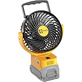ohyes Cordless 5IN Jobsite Fan Fit For DeWALT 20V Max Battery Brushless Motor Variable Speed USB Fast Charging For Camping and Workshop(Battery not included)