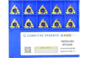 CDBP 16ER AG60/16IR AG60 Standard Laydown Threading Insert, External Partial Profile 60 Degree Thread, 10 PCS