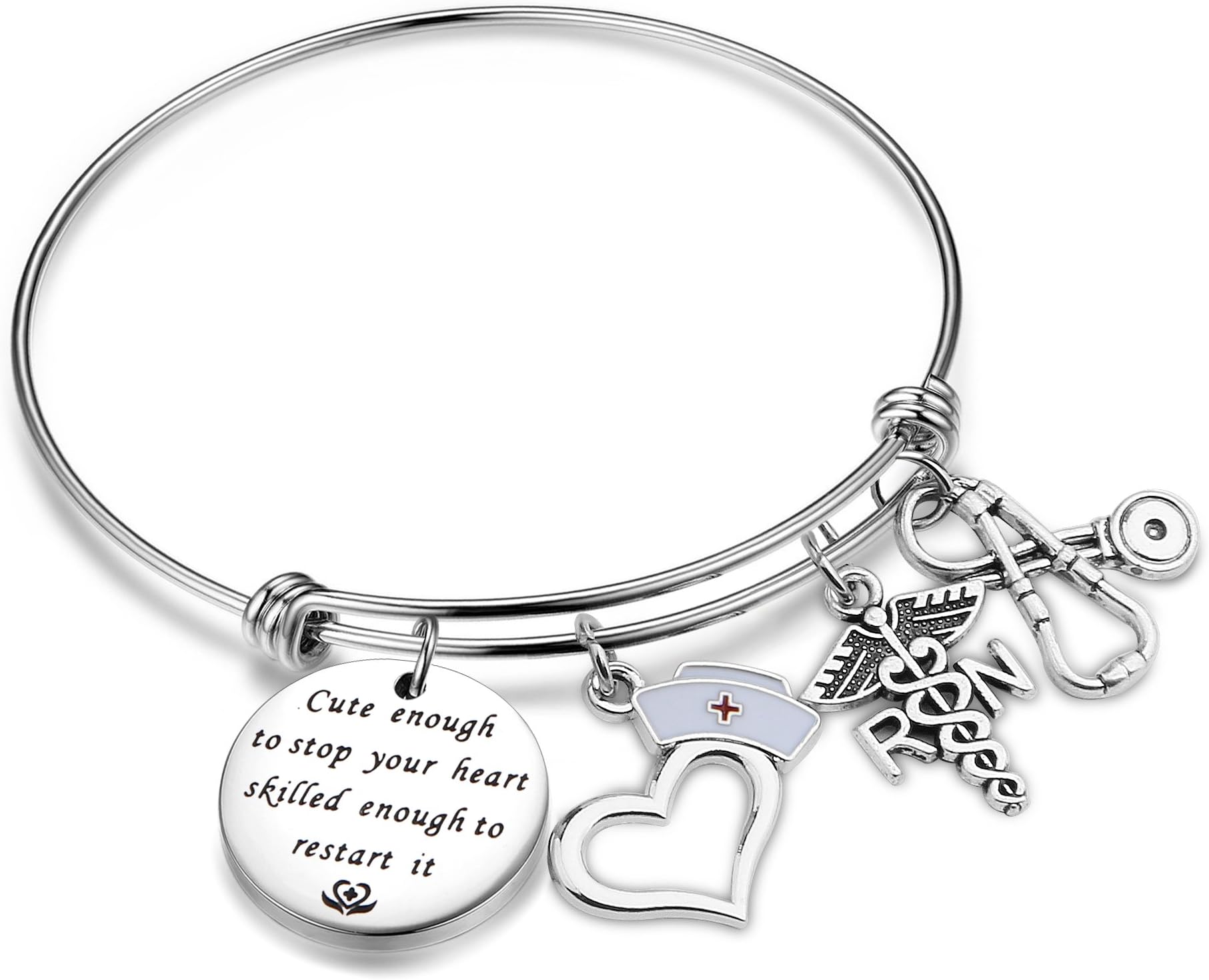 RN Bracelet Keychain Cute Enough to Stop Your Heart Skilled Enough to Restart It Bracelet Keychain