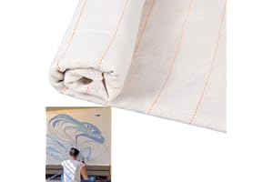 CHELOMENT 85" x 79" Overlocking Monks Cloth for Punch Needle Rug Tufting Fabric with Marked Lines, Punch Needle Fabric for Gun Rug Tufting and Embroidery,White Punch Needle & Tufting Cloth