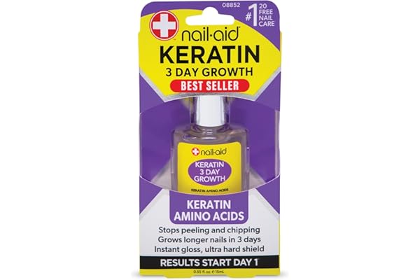 Nail-Aid Keratin 3 Day Growth Nail Strengthener | Keratin Amino Acid Treatment, For Weak Nails, Helps Grow Stronger, Harder, Longer Natural Nails
