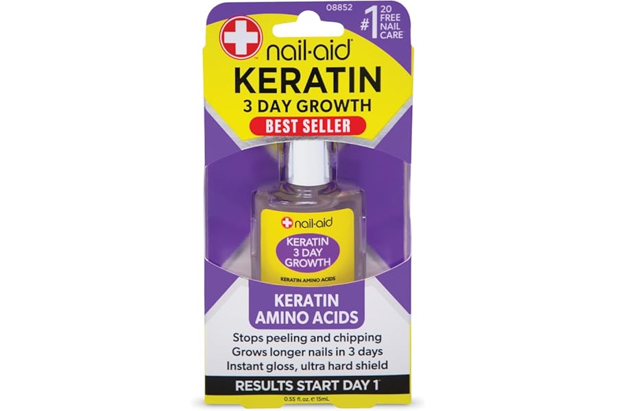 Nail-Aid Keratin 3 Day Growth Nail Treatment & Strengthener, Clear, 0.55 Fl Oz