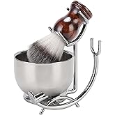 SANWA Grooming Shaving Kit for Men, Strong Straight Razor Stand,Shaving Brush,Stainless Steel Shaving Soap Bowl,For Guaranteed Best Shave of Your Life, Nice Gift for Dad, boyfriend, Husband