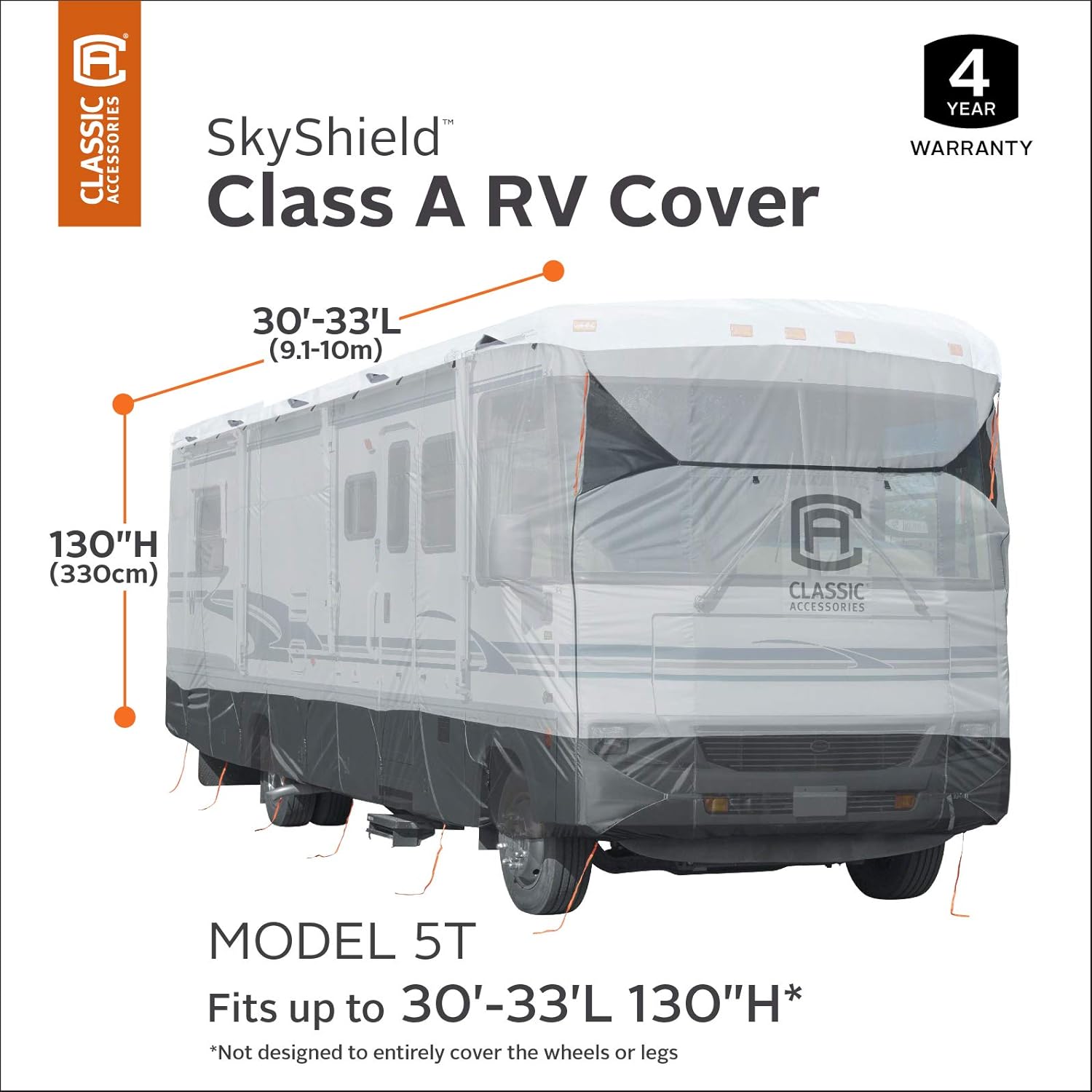 Classic Accessories Over Drive SkyShield Deluxe RV Class A Cover, Fits 30' - 33' RVs - Water Repellent RV Cover (80-371-101801-EX): Automotive