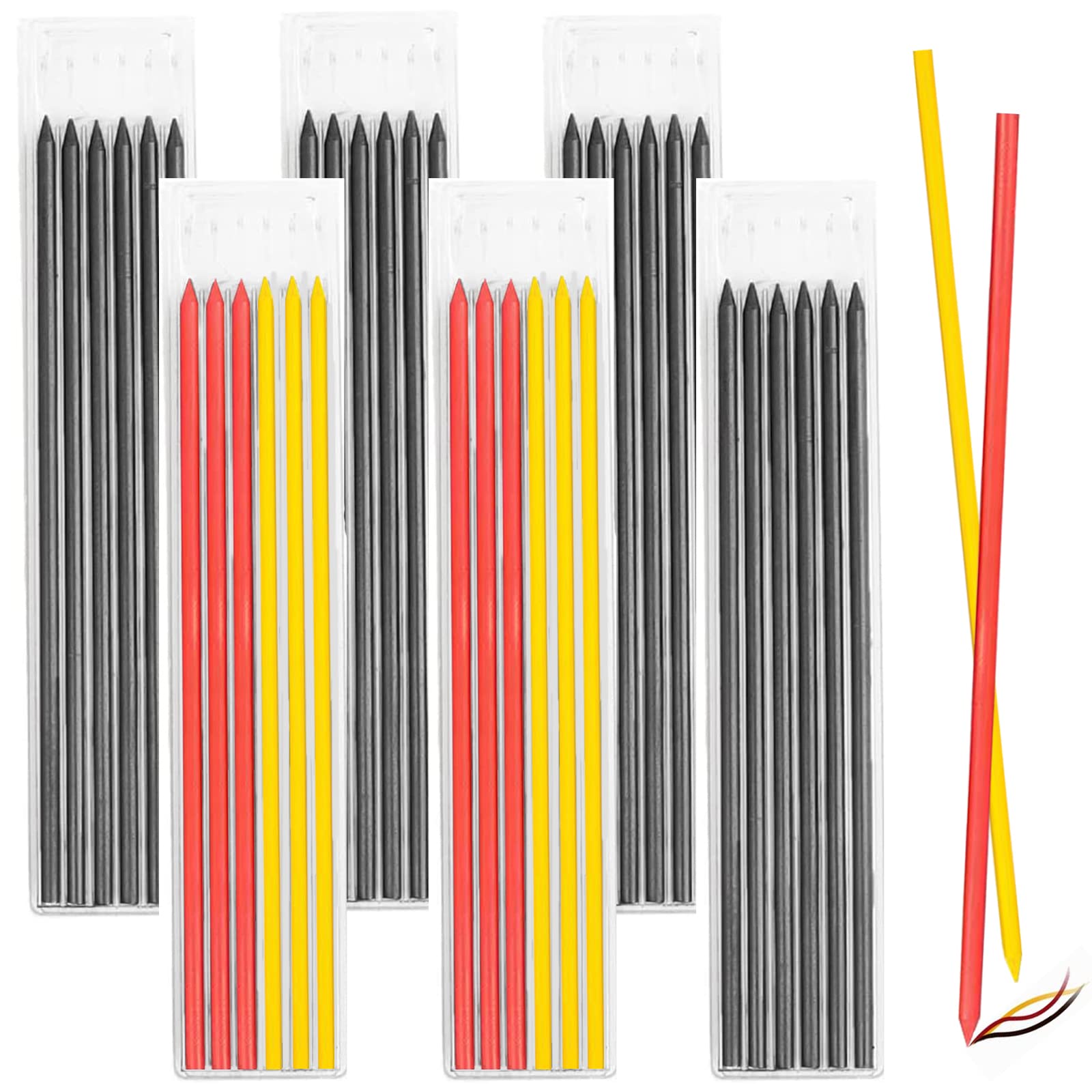 Tracer Pencil Refills, 36 Pcs 2.8mm Deep Hole Carpenter Pencil Refills for Builders Woodworking Building Construction Art Creation for Carpenters Builders Designers(Colourful)