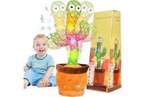 LUKETURE Dancing Cactus, Talking Cactus Toy, Dancing Cactus Mimicking Toy, Repeating and Recording What You Say, Cactus Baby Toy with LED, Repeat, Dance, Record (Dancing Cactus Recording + Song + Volume)
