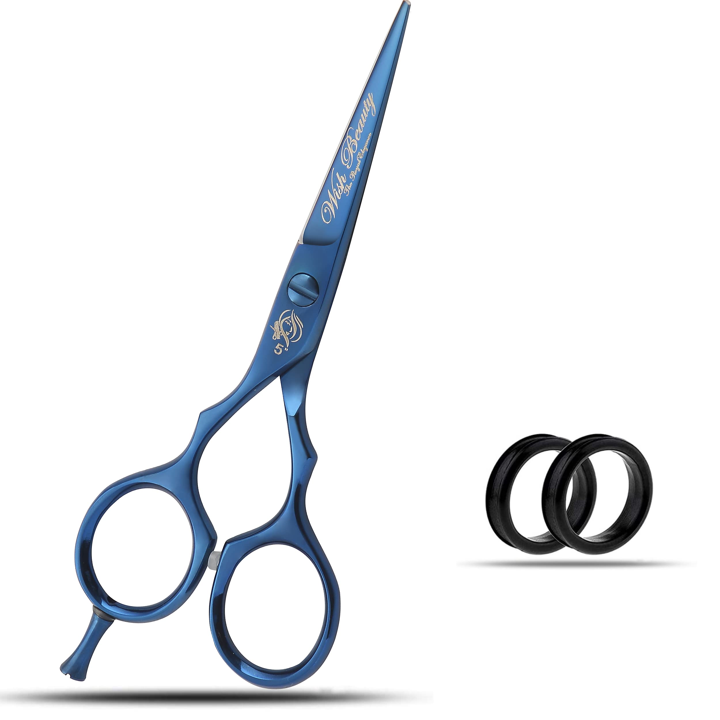 5" Hairdresser Scissors, Professional Hair Scissors Hairdressing Scissors for Salon, Barbers or Home Use, Light and Sharp (5" Left Handed Blue)