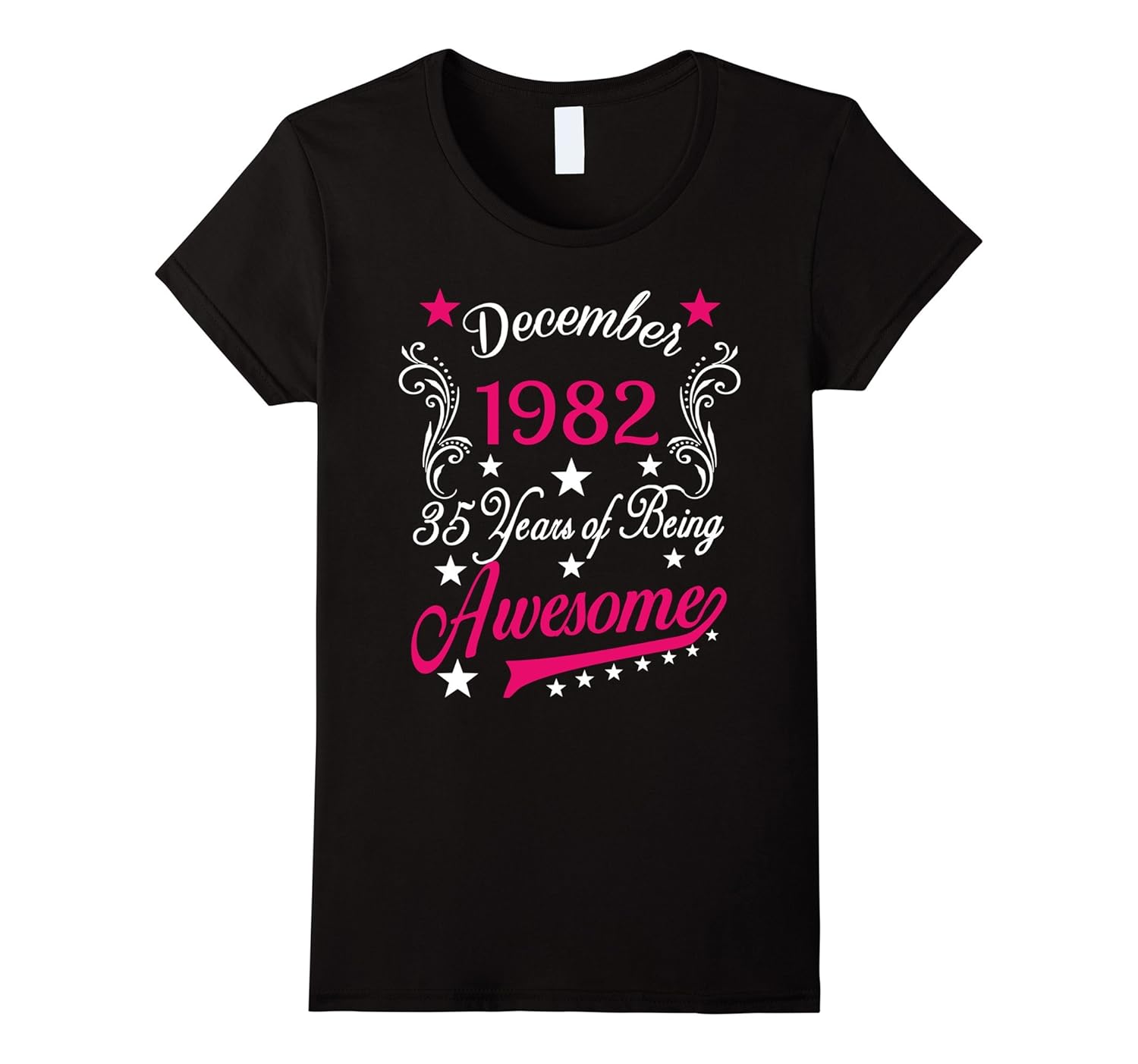 Womens 35th Birthday T-Shirt December 1982 35 Years of Awesome Tee-Rose