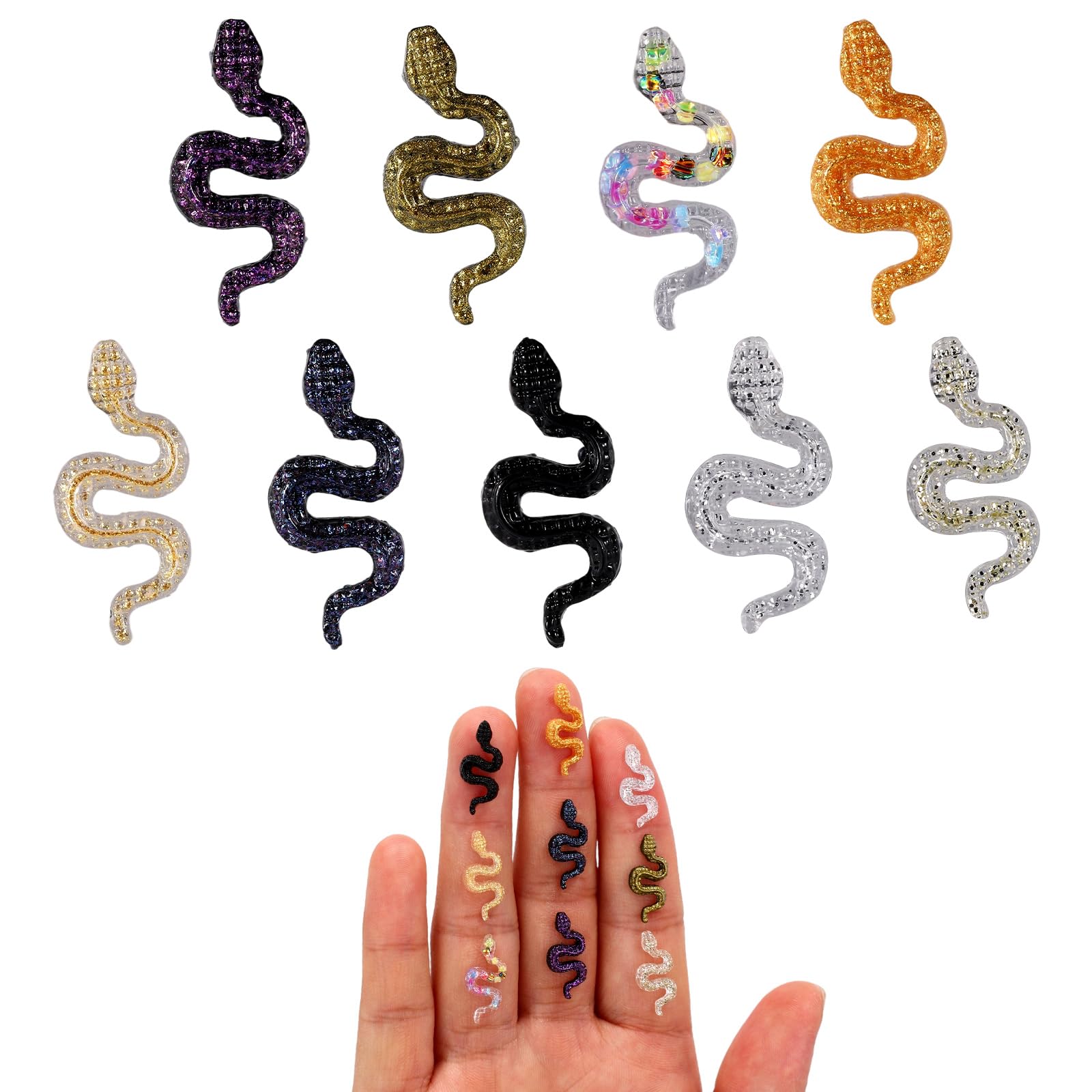 Photo 1 of 120pcs Mini Resin Snakes, 9 Colors Miniature Small Resin Animals Halloween Tiny Fake Snake Figurines Perfect Dollhouse Fairy Gardens Micro Landscape DIY Crafts Decoration Supplies