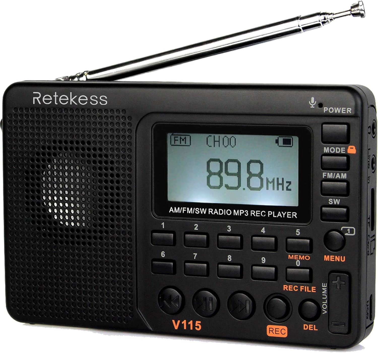 Retekess V115 Shortwave Portable Radio AM FM, Rechargeable Radio