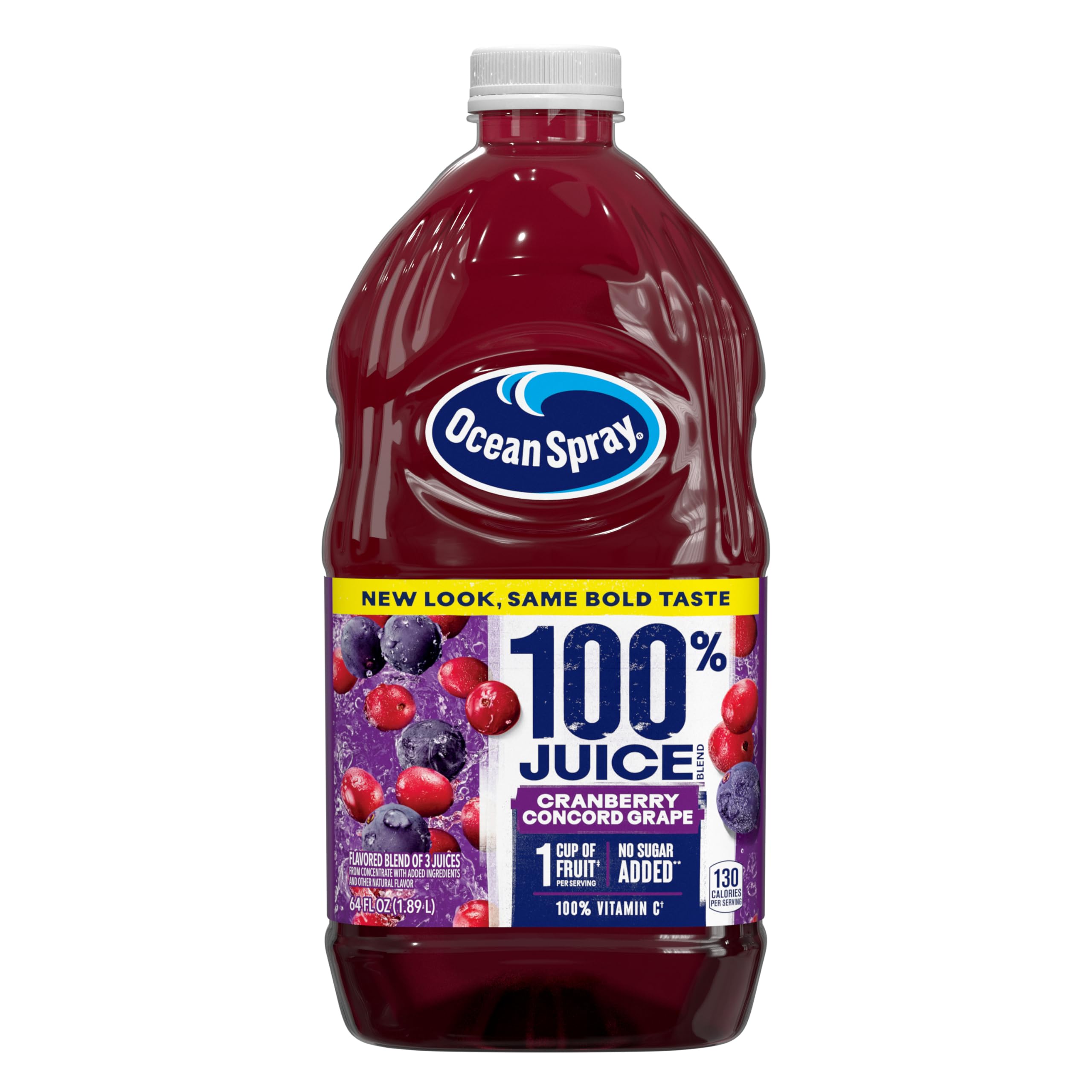 Photo 1 of ***EXPIRE 2/13/26*** Ocean Spray® 100% Juice Cranberry Grape Juice Blend, 64 Fl Oz Bottle (Pack of 8)