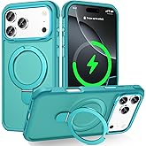 Lufanbis Designed for iPhone 17 Pro Case with Magnetic Stand, [Military Drop Protection][Great Grip Feeling] Matte Translucent Back Slim Shockproof Phone Cover for iPhone 17 Pro 6.3", Darkcyan