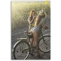 Amazon.com: Hot Girls With Classic Bicycle Canvas Art Poster And ...