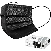 CSD Colo 30 Pcs Cool Black Disposable Masks, 3 Ply Adult Face Mask | Breathable, Comfortable, Elastic Ear Loop, Nose Bridge Clip, Indoor, Outdoor, Cool Black