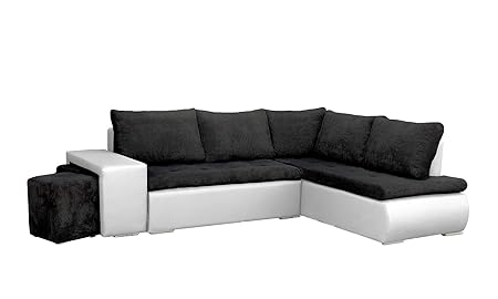 mb-moebel Ecksofa mit Zwei Hocker Sofa Eckcouch Couch mit Schlaffunktion und Bettkasten Ottomane L-Form Schlafsofa Bettsofa P