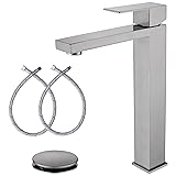 AmirLans Brushed Nickel Vessel Sink Faucet, Tall