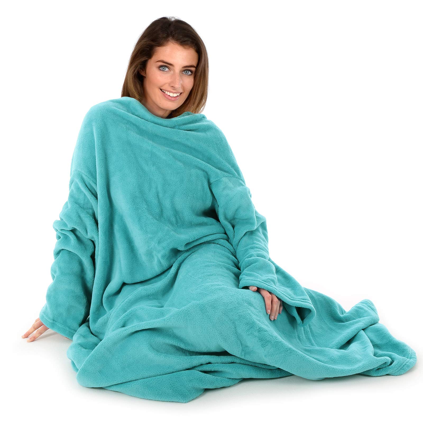 Autumn Faith Snuggle Blanket With Sleeves Wrap Around - Blue (No Pattern)
