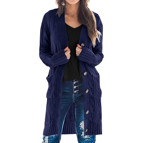 Cárdigan Mujer BEIGAI Punto Ligero - Cuello V Vintage Con