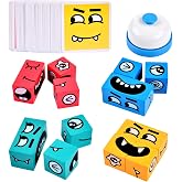 Wooden Face Changing Magic Cube Building Blocks Game Matching Expression Puzzle Toy Board Games for Family Night, Match Puzzles Geometric Educational Toys for Kids and Adults