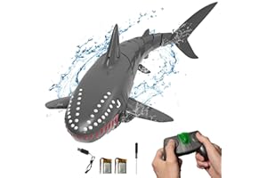 VOLANTEXRC RC Shark Toys, 2.4Ghz 1:18 Scale High Simulation Remote Control Shark Swimming Pool Toy, Great Gift for Adults with 2 Batteries (Gray)