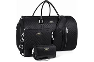 TIBES Convertible Garment Duffel Bag for Travel - Carry On Garment Bags With Toiletry Bag Large Weekender Bag for Men Women 2 in 1 Hanging Suitcase Suit Travel Duffel Overnight Bags 4pcs Set