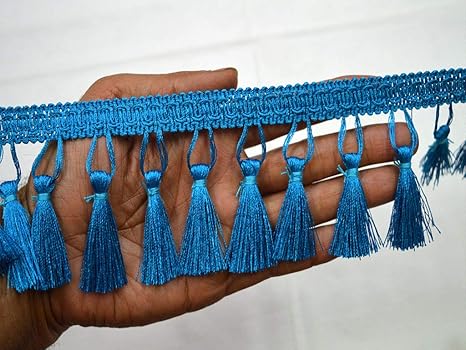 Amazon Com Wholesale 3 Inches Blue Tassels Trim Boho Decorative