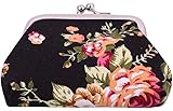 VWH Women Retro Small Wallet Flower Clutch Bag Good Flowers Gift Bags (black)