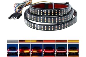 Ligrel 60" Truck Tailgate Light Bar - 432 LED Triple Row Strip with Red Brake/White Reverse/Yellow Turn Signals, Sequential & Strobe Effects, Waterproof Silicone for Pickup Trucks, SUVs, Trailers