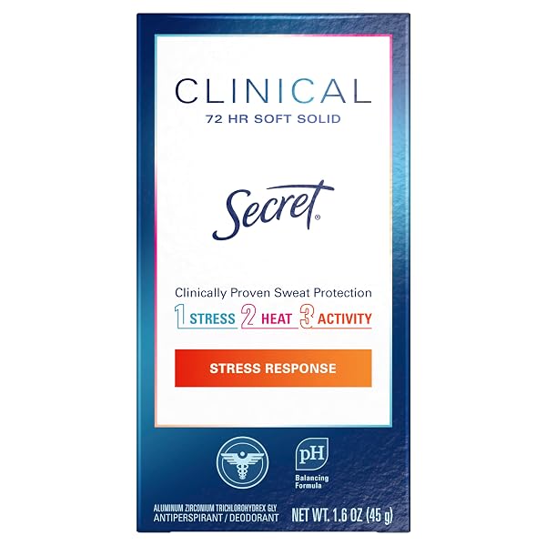 SECRET ANTIPERSPIRANT CLINICAL STRENGTH DEODORANT FOR WOMEN, SOFT SOLID, STRESS RESPONSE, 1.6 OZ, (PACK OF 3)